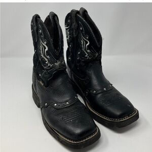 Justin Gypsy Boots Western Ankle - Square Toe Black Leather
